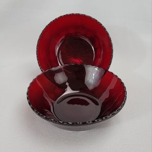 Vtg Royal Ruby Fruit Dessert Bowls